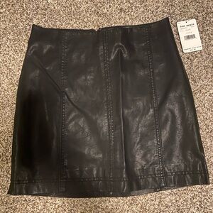 Free People Black Leather Skirt